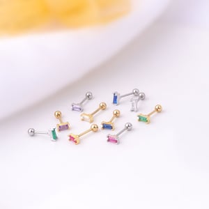 1 pieza de aretes de botón de circonita de acero de titanio con baño de Color dorado de 18 quilates de serie simple para mujer h5 Imagen2